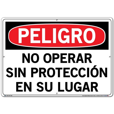 Vestil Aluminum Sign, 14-1/2" Height, 20-1/2" Width, Aluminum, Rectangle, Spanish SI-D-28-E-AL-080-S